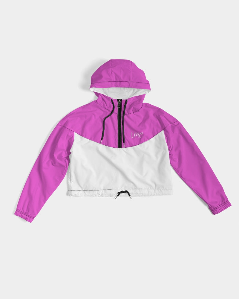 Woman's Pink and White Windbreaker Cropped Jacket