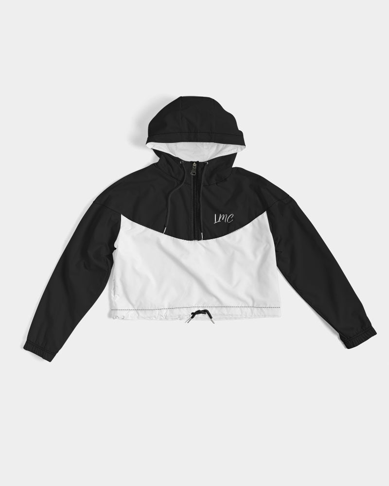 Woman's Black and White Windbreaker Cropped Jacket