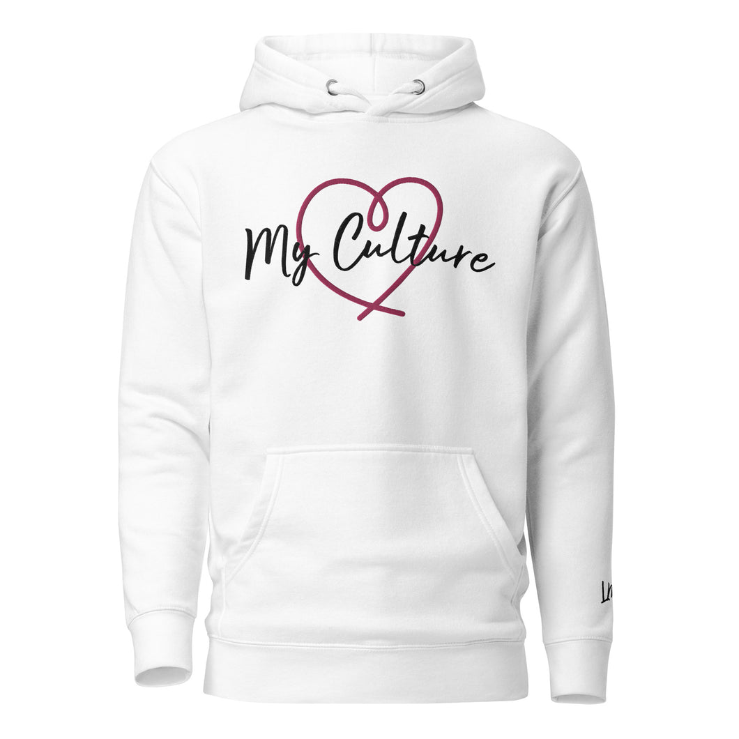 Love My Culture White Hoodie (Pink Heart Edition)